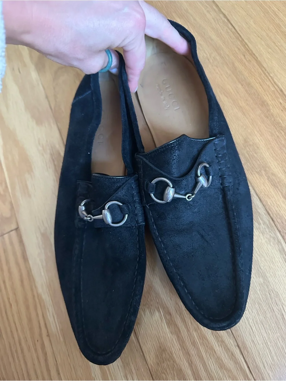 Gucci 1953 Horsebit Loafers Black Suede Silver Bit Men’s 9D / 9.5